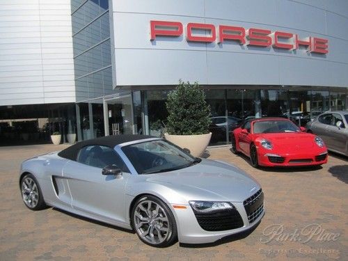 2012 audi r8 5.2 quattro spyder silver black v10 convertible s-tronic