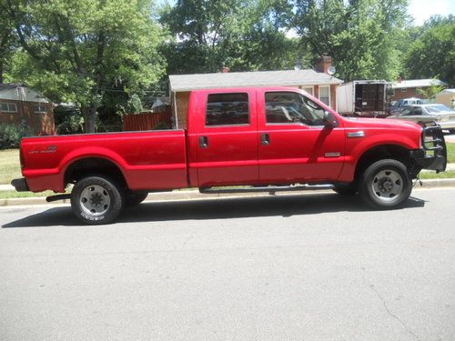 2007 ford f-250 super duty xl crew cab pickup 4-door 6.0l red long bed truck