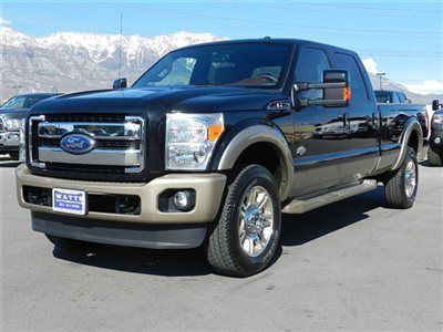 Crew cab king ranch 4x4 powerstroke diesel longbed leather nav low miles black