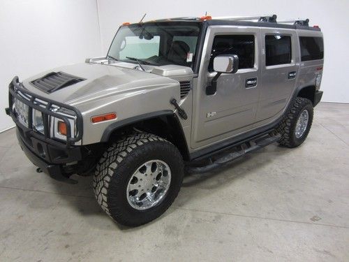 03 hummer h2 4x4 6.0l v8 auto roof rack leather sunroof tow 1 co owner 80+ pics