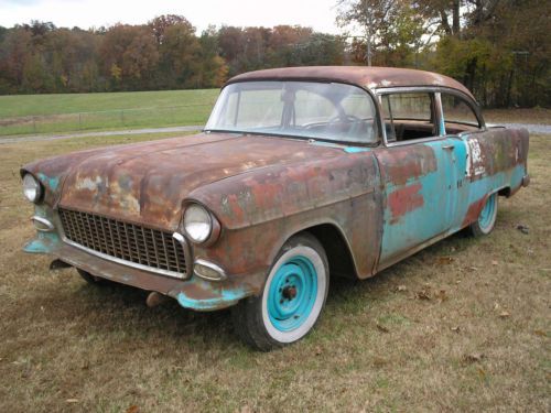 1955 chevrolet bel air 2 door post original paint 6 cylinder straight shift