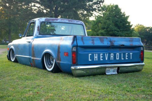 1970  c10, awesome blue patina, custom rear frame and air ride, rat rod
