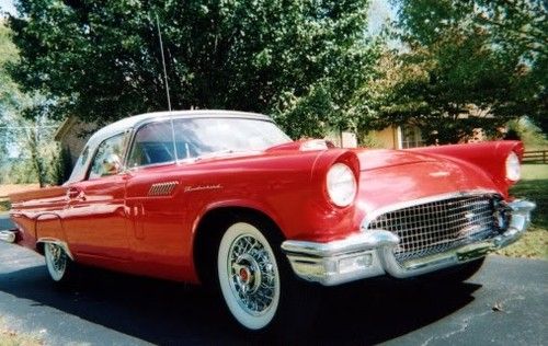 1957 thunderbird,red on red,white tops,wires,white walls,continential kit, nice!