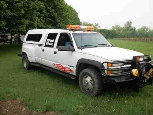 1997 K3500 Crew Cab 8' bed Dually 4X4 LOADED w Goose Neck in bed w Cap, image 7