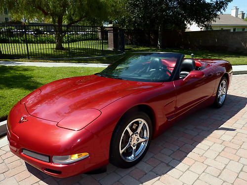 Pristine california 2001 corvette convertible / rare magnetic red / flawless