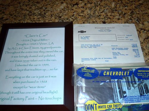1968 CHEVROLET BEL AIR-307 V8-5800 ORIGINAL MILES-NO RESERVE-ALWAYS GARAGED, image 12