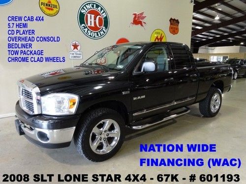 2008 ram 1500 quad cab slt lonestar 4x4,hemi,bedliner,chrome 20's,67k,we finance