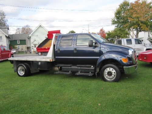 2006 ford f-650 f650 xlt crew cab w/ alum flatbed 7.2l cat turbo diesel