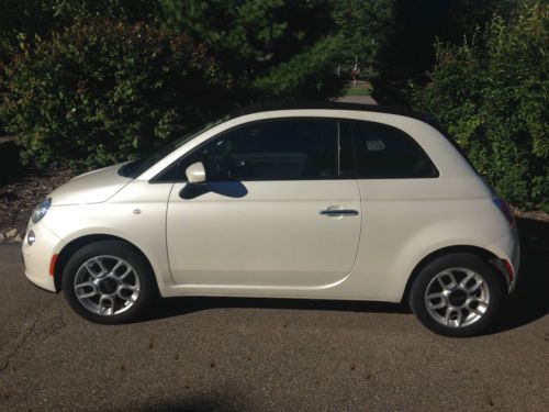 2012 fiat 500 c convertible. white with black top 8300 miles excellent shape