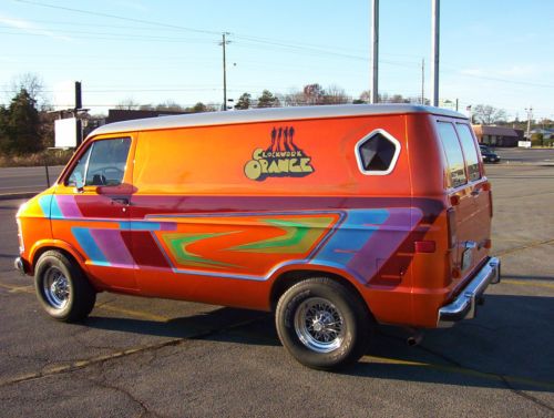 Custom dodge van 1970s style shag hippy paint clockwork orange mural customized