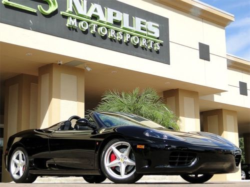 2004 ferrari 360 spider 6 speed manual nero on nero leather, no dash shrinkage