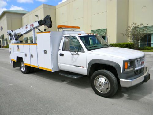 1999 gmc chevy 3500 hd diesel mechanics utility service imt 6000 lb crane truck