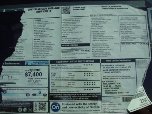 NEW 2013 Chevrolet Silverado 1500 LT Crew Cab Pickup 4-Door 6.2L 142 MILES, US $50,000.00, image 9