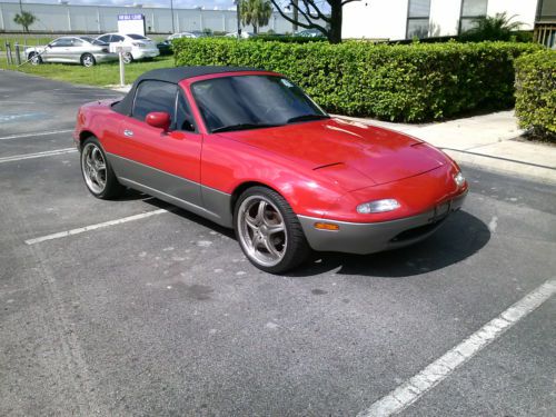 90 miata red/silver 5 speed extraordinary example rust free florida!!